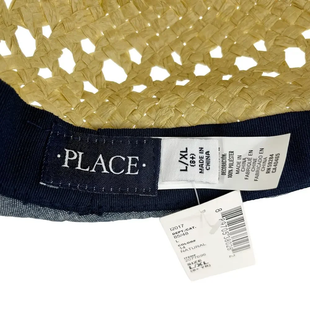 Childrens Place Boys Hat L/XL 8+ Paper Straw Natural New